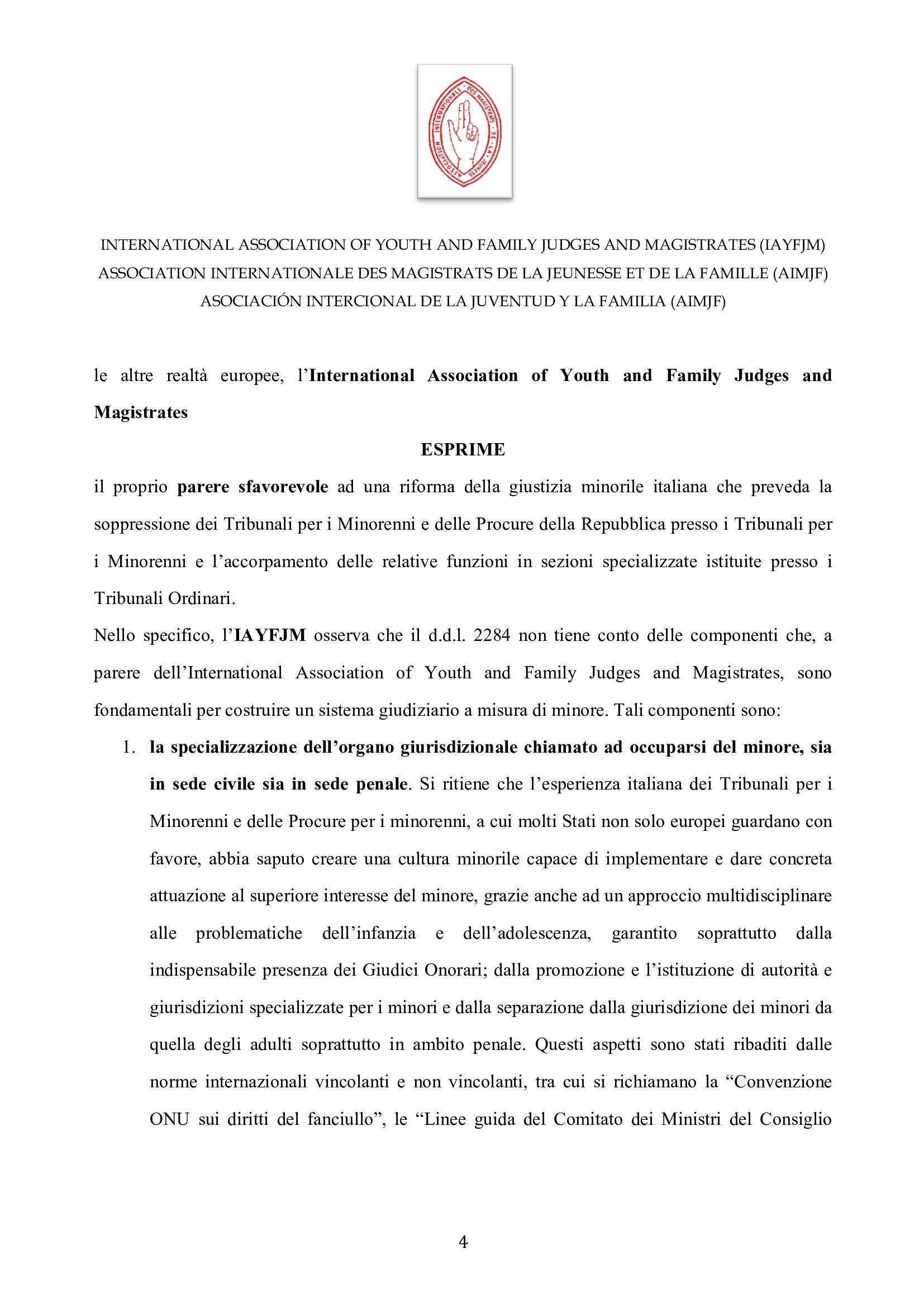 IAYFJM Statement on the Italian Juvenile Justice R 003