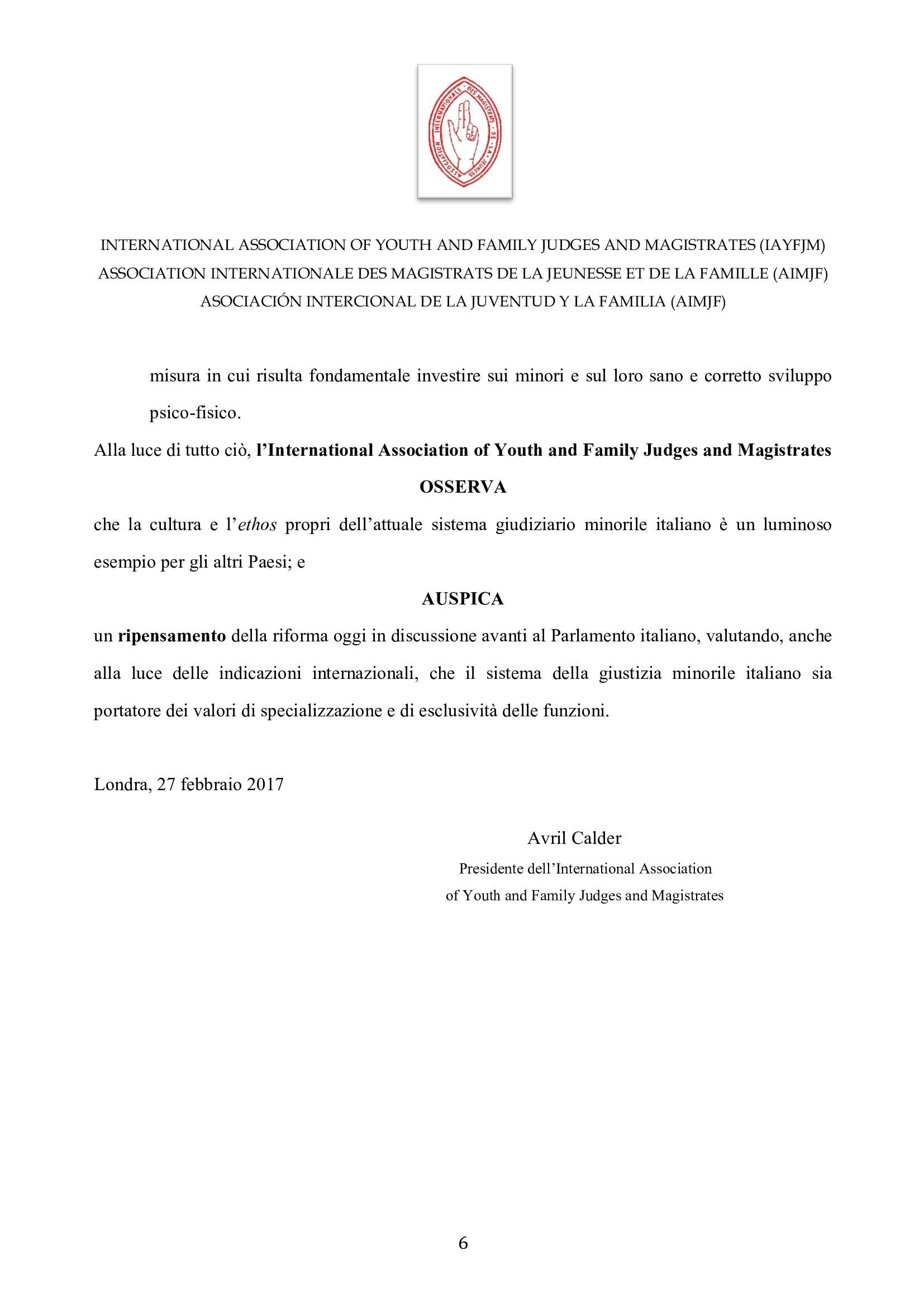 IAYFJM Statement on the Italian Juvenile Justice R 005