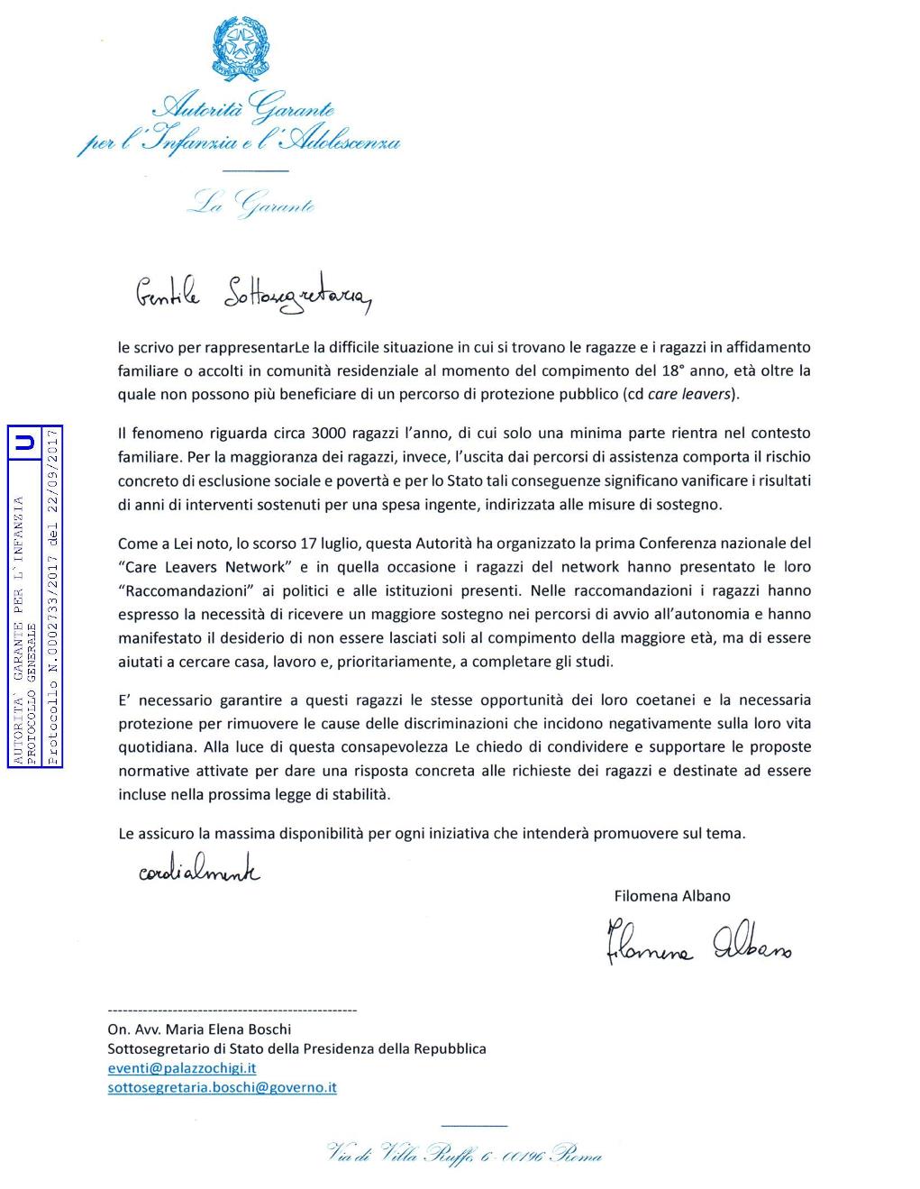 lettera sottosegretario on Boschi